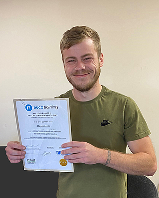 Haydn Jones is a certified Mental Health First Aider, Fire Marshall, and holds a general First Aid certification.