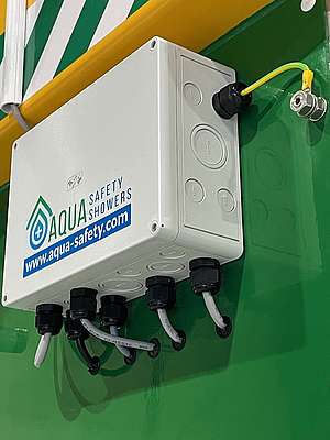 Aqua Safety Showers partnered with Spelsberg UK junction boxes that protect terminal connections.